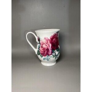 Vintage Roy Kirkham English Rose Pedestal Mug Pink Floral Bone China England